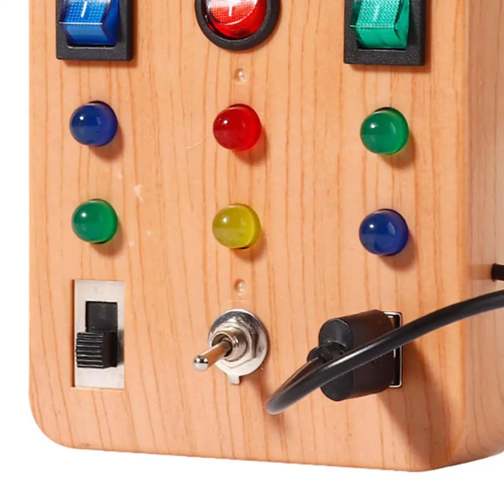 Children'S Montessori LED Light Busy Board Simulation Switch Power Board Busy Light Button Puzzle Early Education Learning Toy