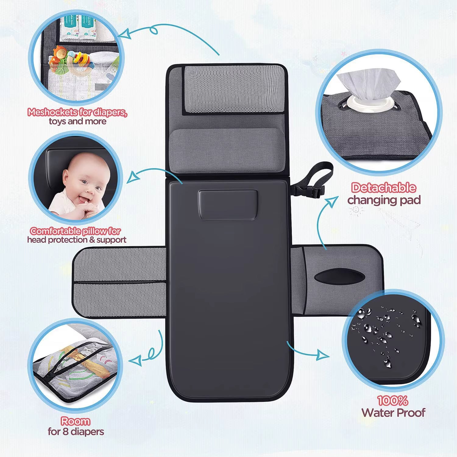Foldable Baby Diaper Changing Pad Waterproof Newborn Diaper Pad Portable Toddler Changing Table Durable Oxford Baby Diaper Bag