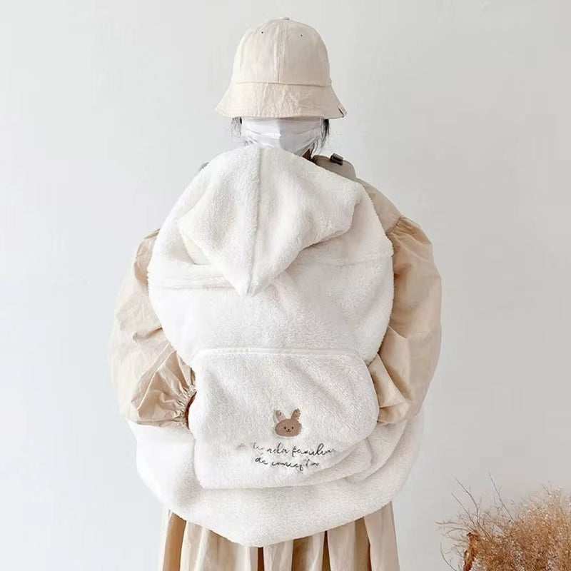 Cartoon Bear Plush Baby Blanket Baby Stroller Windproof Blanket Travel Out Portable Warm Baby Swaddle Blanket