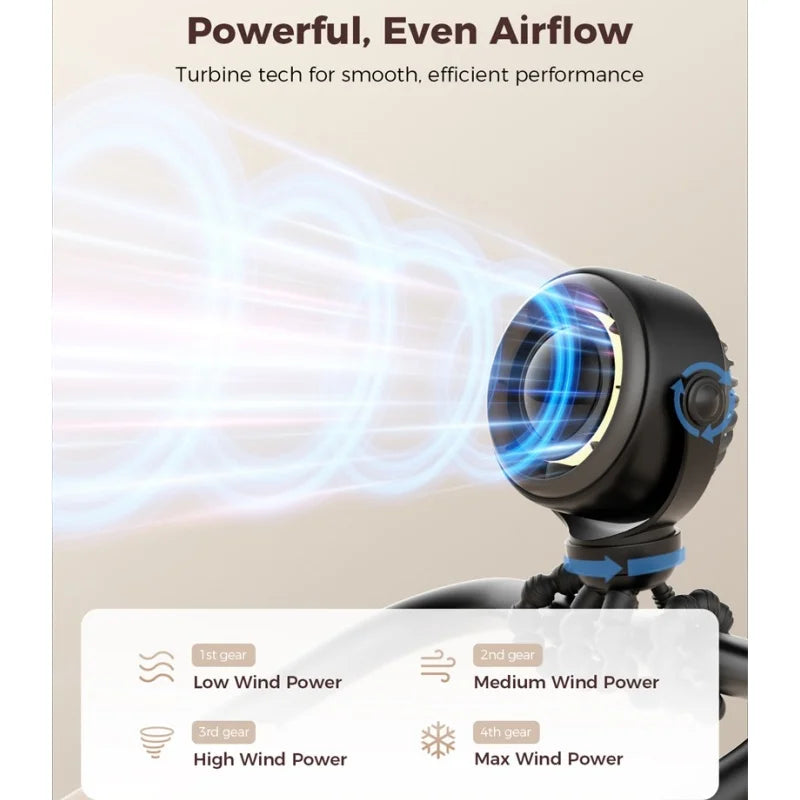 Portable Octopus Baby Stroller Fan Air Purify Turbo Tech Nature Wind Rechargeable 4000Mah USB Charging Handheld Octopus Crib Fan