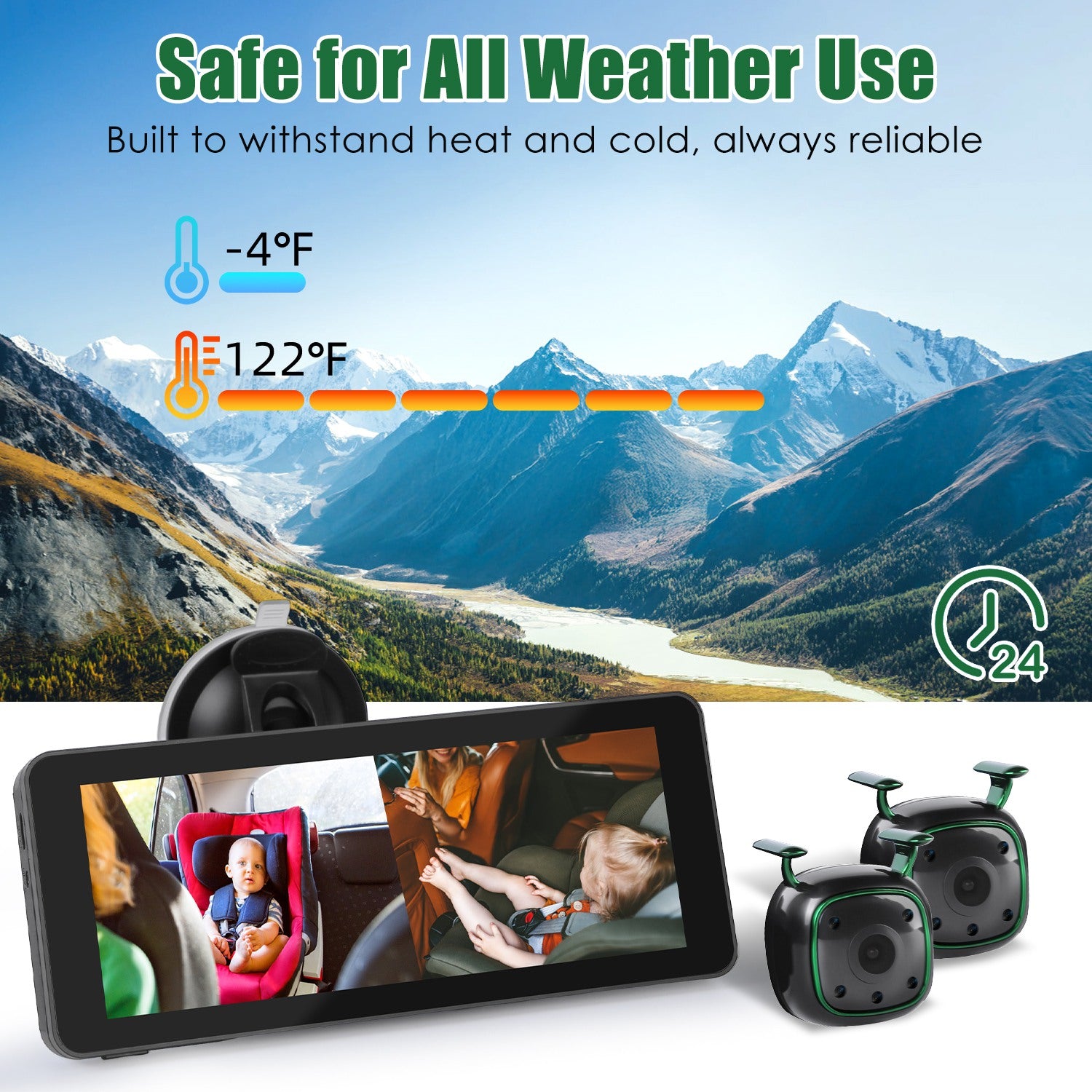 1Pc 1080P Baby Car Camera for 2 Kids Dual Channel Car Baby Monitor Rear Facing Car Seat Camera with 120Degree Wide View 6.86In HD Split Screen Night Vision