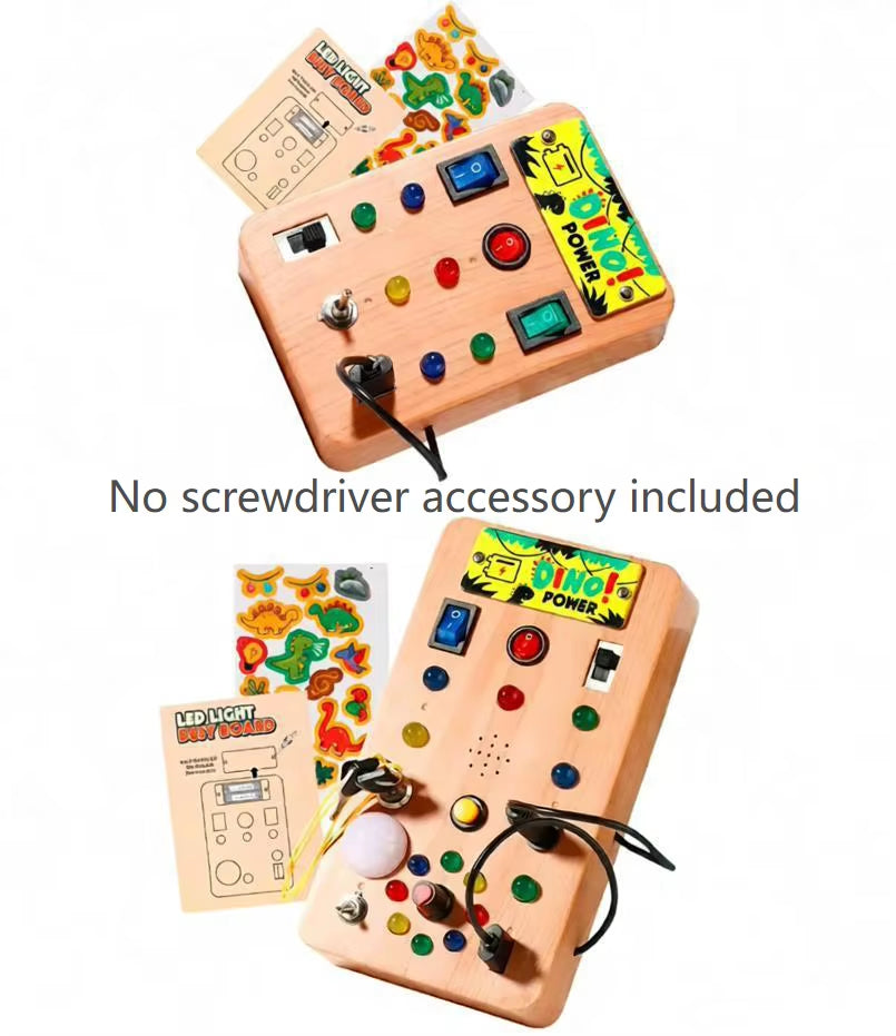 Children'S Montessori LED Light Busy Board Simulation Switch Power Board Busy Light Button Puzzle Early Education Learning Toy