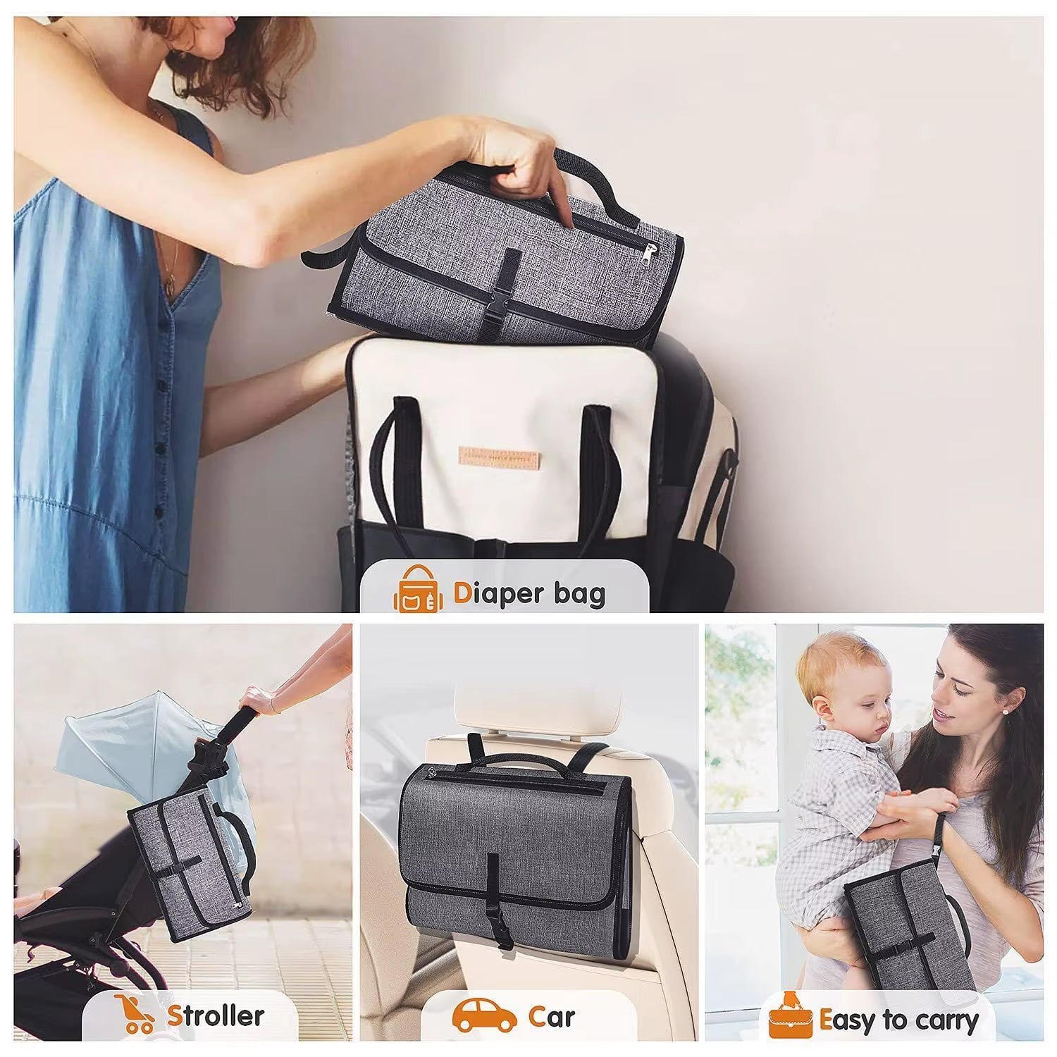 Foldable Baby Diaper Changing Pad Waterproof Newborn Diaper Pad Portable Toddler Changing Table Durable Oxford Baby Diaper Bag