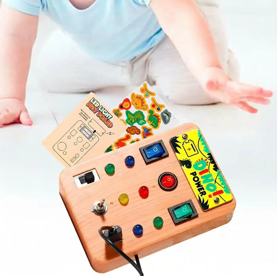Children'S Montessori LED Light Busy Board Simulation Switch Power Board Busy Light Button Puzzle Early Education Learning Toy