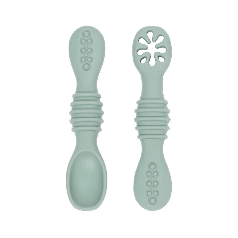 Baby Spoon Fork Set Food Grade Silicone Sticky Spoon Children Cutlery Training Spoon Feeding Tableware Soft Kitchen Accessories
