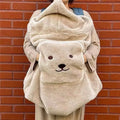 Cartoon Bear Plush Baby Blanket Baby Stroller Windproof Blanket Travel Out Portable Warm Baby Swaddle Blanket