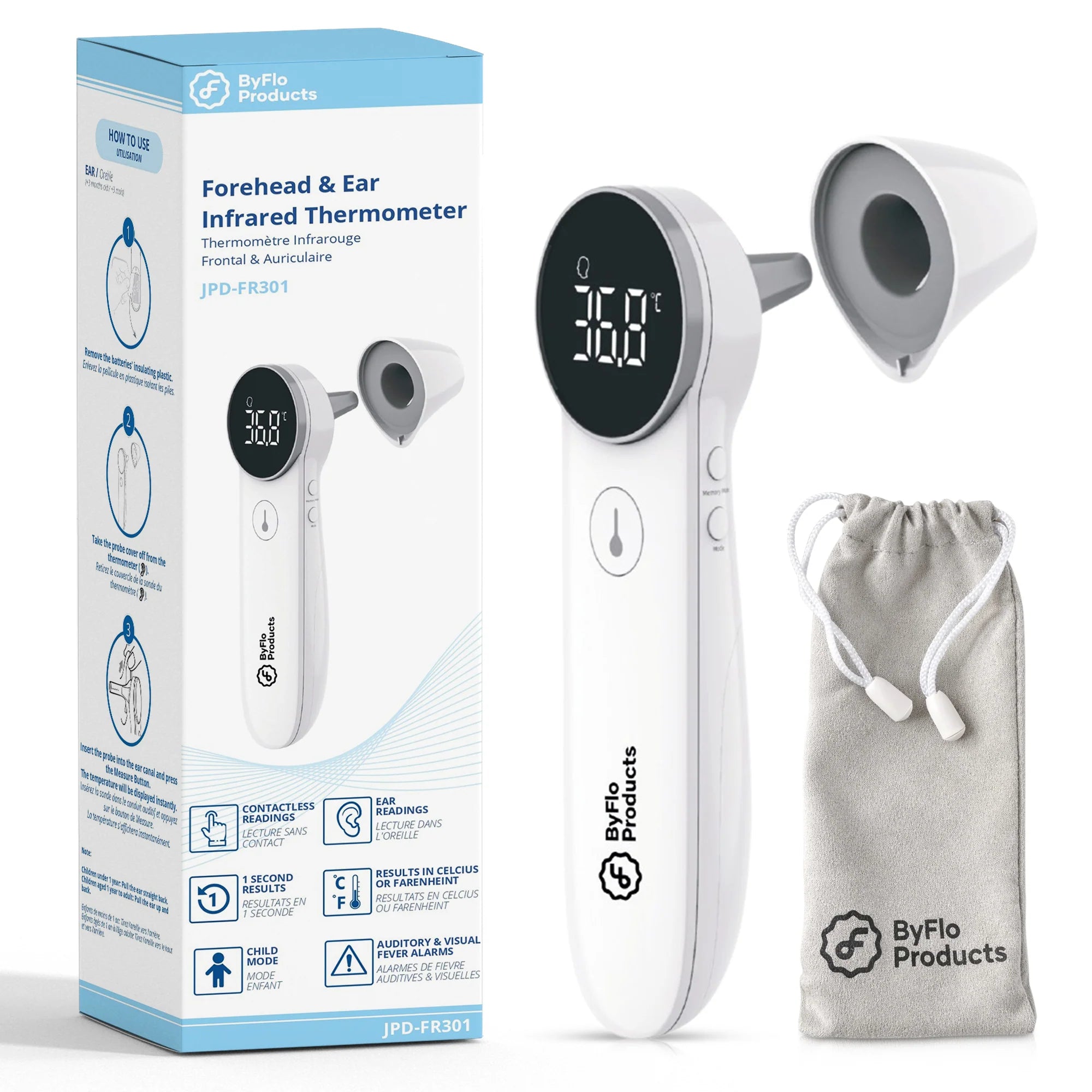 4-In-1 Non-Contact Infrared Thermometer (JPD-FR301)