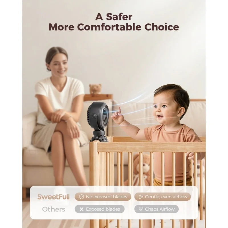 Portable Octopus Baby Stroller Fan Air Purify Turbo Tech Nature Wind Rechargeable 4000Mah USB Charging Handheld Octopus Crib Fan
