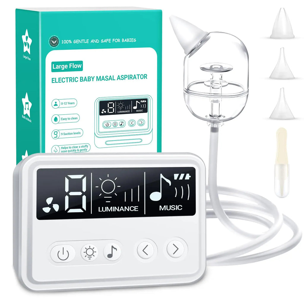 Baby Nasal Aspirator Electric Nose Cleaner with Built-In Music & Night Light Rechargeable Nose Booger Sucker for Infants Babies