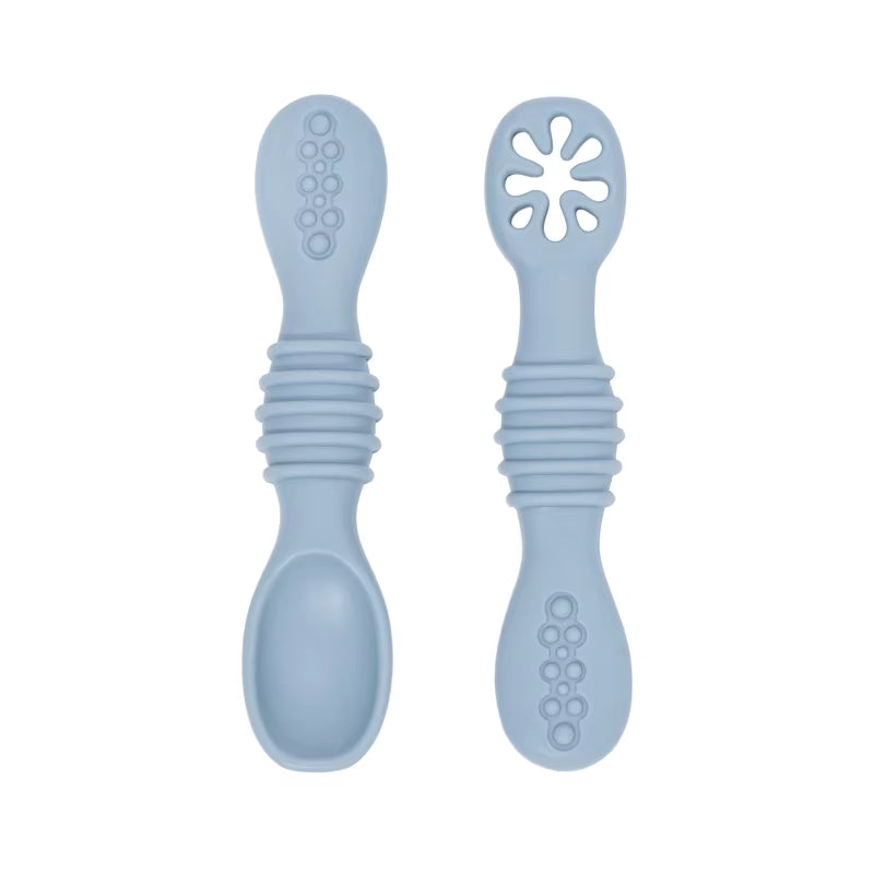Baby Spoon Fork Set Food Grade Silicone Sticky Spoon Children Cutlery Training Spoon Feeding Tableware Soft Kitchen Accessories