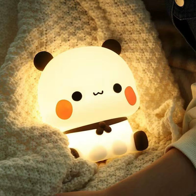 Kawaii Panda Led Night Light Lamp Cute Cartoon Pat Lamp Animal Bedroom Decorative Living Room Dolls Gifts Kids Baby Night Light