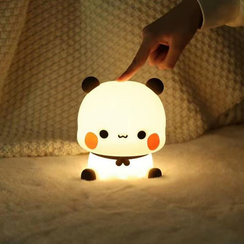 Kawaii Panda Led Night Light Lamp Cute Cartoon Pat Lamp Animal Bedroom Decorative Living Room Dolls Gifts Kids Baby Night Light