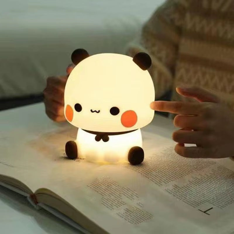 Kawaii Panda Led Night Light Lamp Cute Cartoon Pat Lamp Animal Bedroom Decorative Living Room Dolls Gifts Kids Baby Night Light