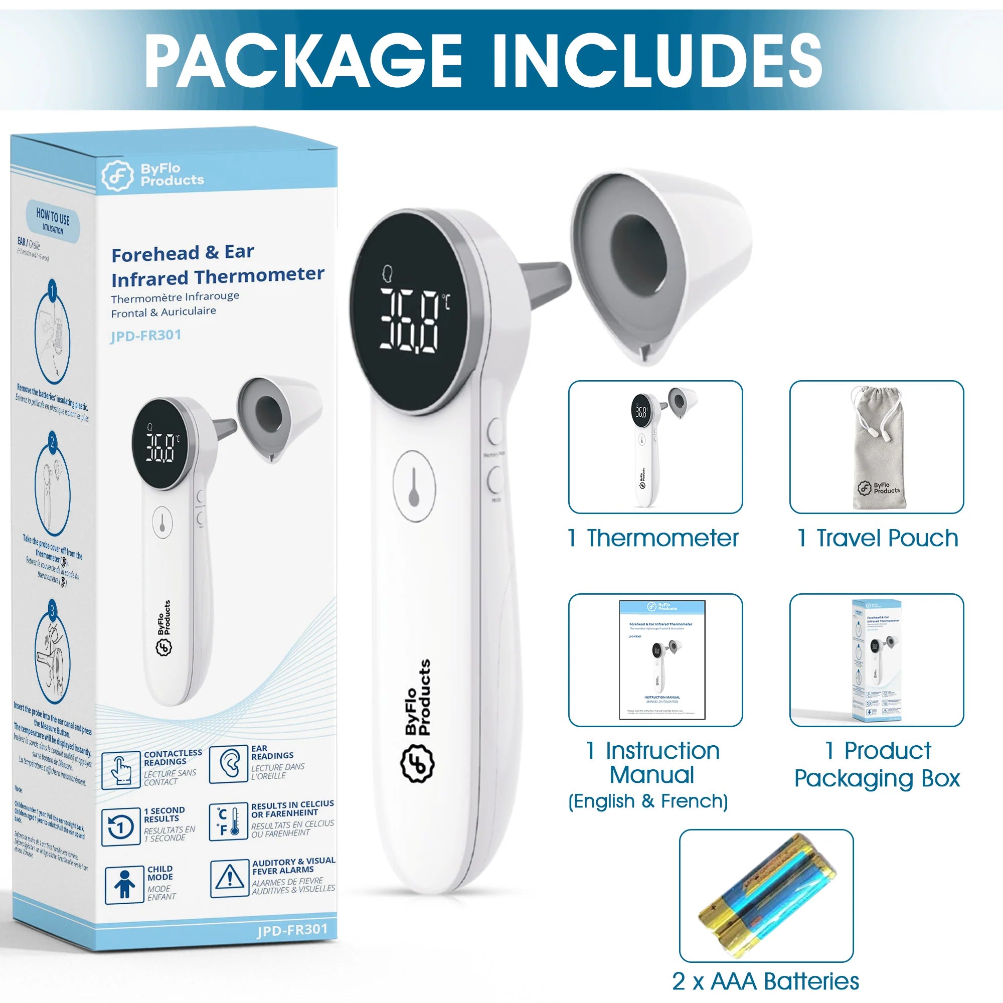 4-In-1 Non-Contact Infrared Thermometer (JPD-FR301)