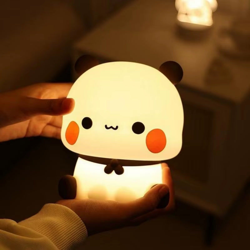 Kawaii Panda Led Night Light Lamp Cute Cartoon Pat Lamp Animal Bedroom Decorative Living Room Dolls Gifts Kids Baby Night Light